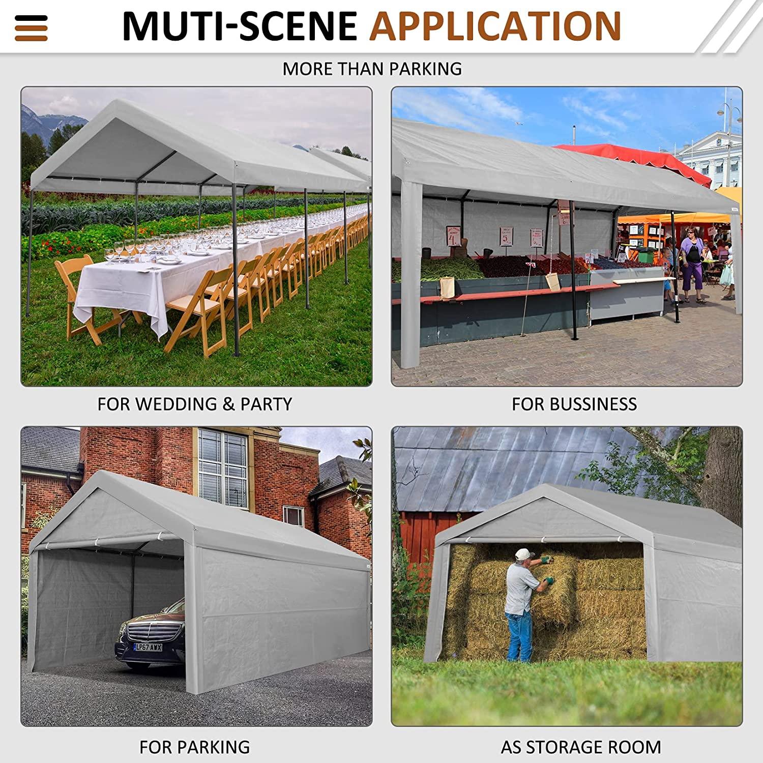 COBIZI Heavy Duty Carport Portable Garage 10'X20' Car Canopy Shelter - COBIZI