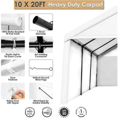 COBIZI Heavy Duty Carport Portable Garage 10'X20' Car Canopy Shelter - COBIZI