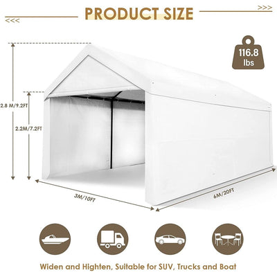COBIZI Heavy Duty Carport Portable Garage 10'X20' Car Canopy Shelter - COBIZI