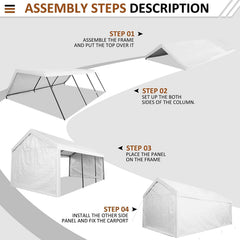 COBIZI Heavy Duty Carport Portable Garage 10'X20' Car Canopy Shelter - COBIZI