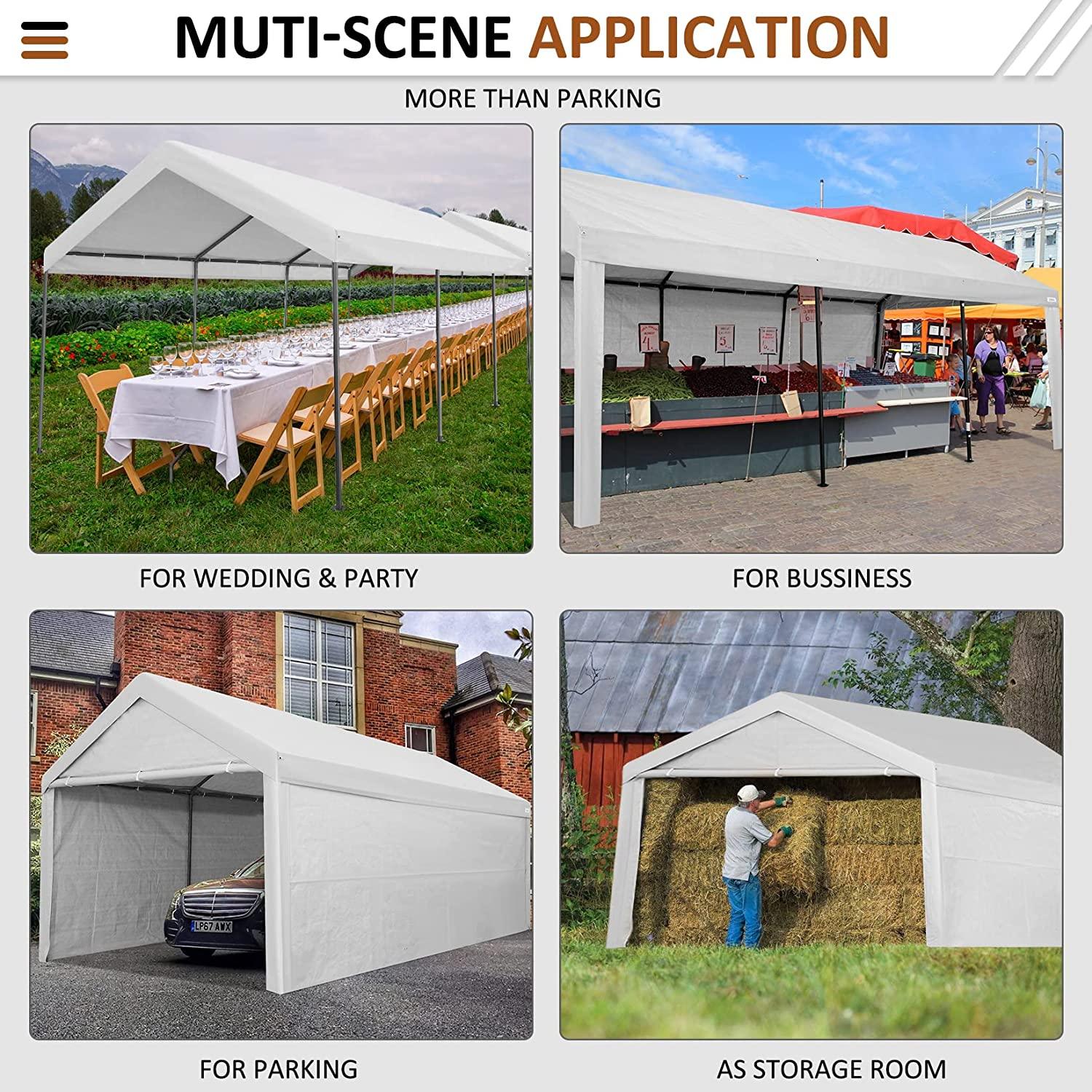 COBIZI Heavy Duty Carport Portable Garage 10'X20' Car Canopy Shelter - COBIZI
