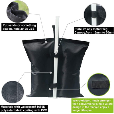 COBIZI Outdoor Canopy Tent Gazebo 4 Pack Sand Bags Weighted Feet Bag - COBIZI