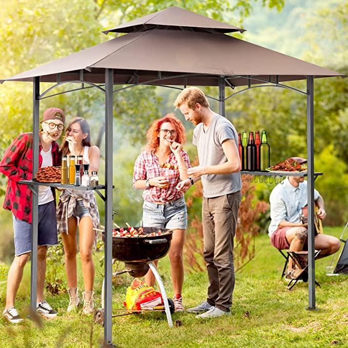 COBIZI Outdoor Grill Gazebo Double Tiered BBQ Gazebo 8'X5' BBQ Canopy - COBIZI