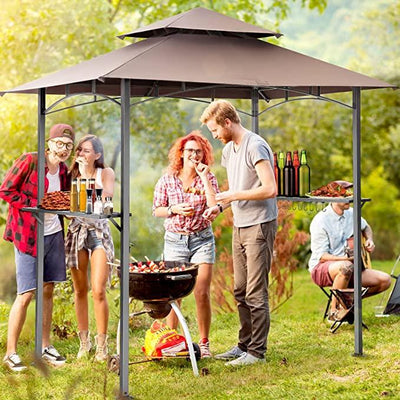 COBIZI Outdoor Grill Gazebo Double Tiered BBQ Gazebo 8'X5' BBQ Canopy - COBIZI