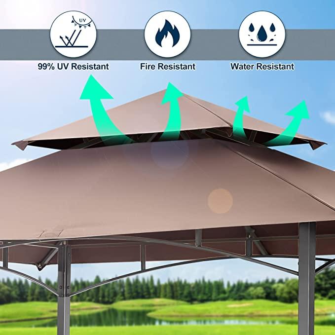 COBIZI Outdoor Grill Gazebo Double Tiered BBQ Gazebo 8'X5' BBQ Canopy - COBIZI