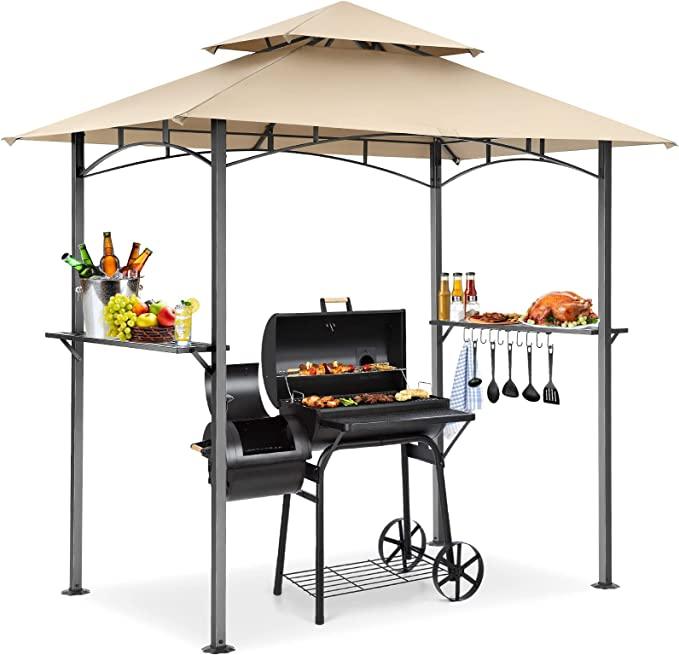 COBIZI Outdoor Grill Gazebo Double Tiered BBQ Gazebo 8'X5' BBQ Canopy - COBIZI