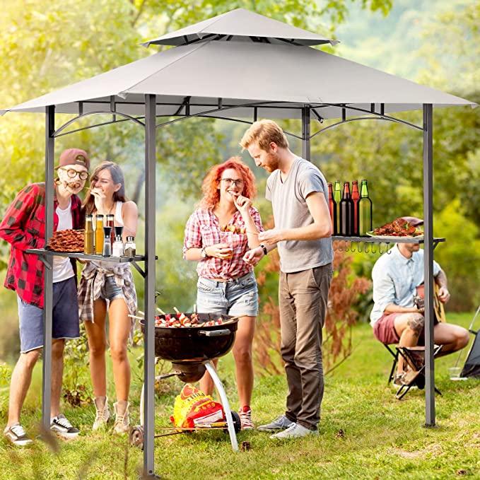 COBIZI Outdoor Grill Gazebo Double Tiered BBQ Gazebo 8'X5' BBQ Canopy - COBIZI