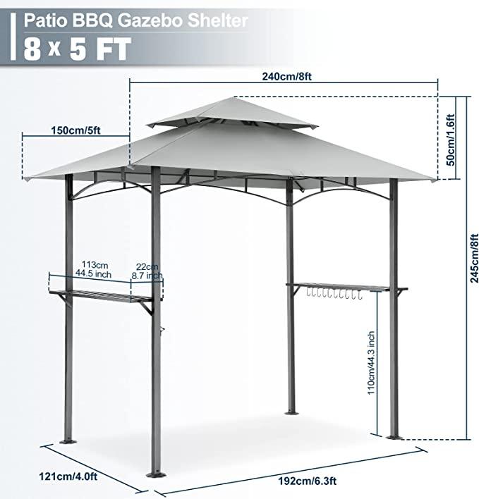 COBIZI Outdoor Grill Gazebo Double Tiered BBQ Gazebo 8'X5' BBQ Canopy - COBIZI