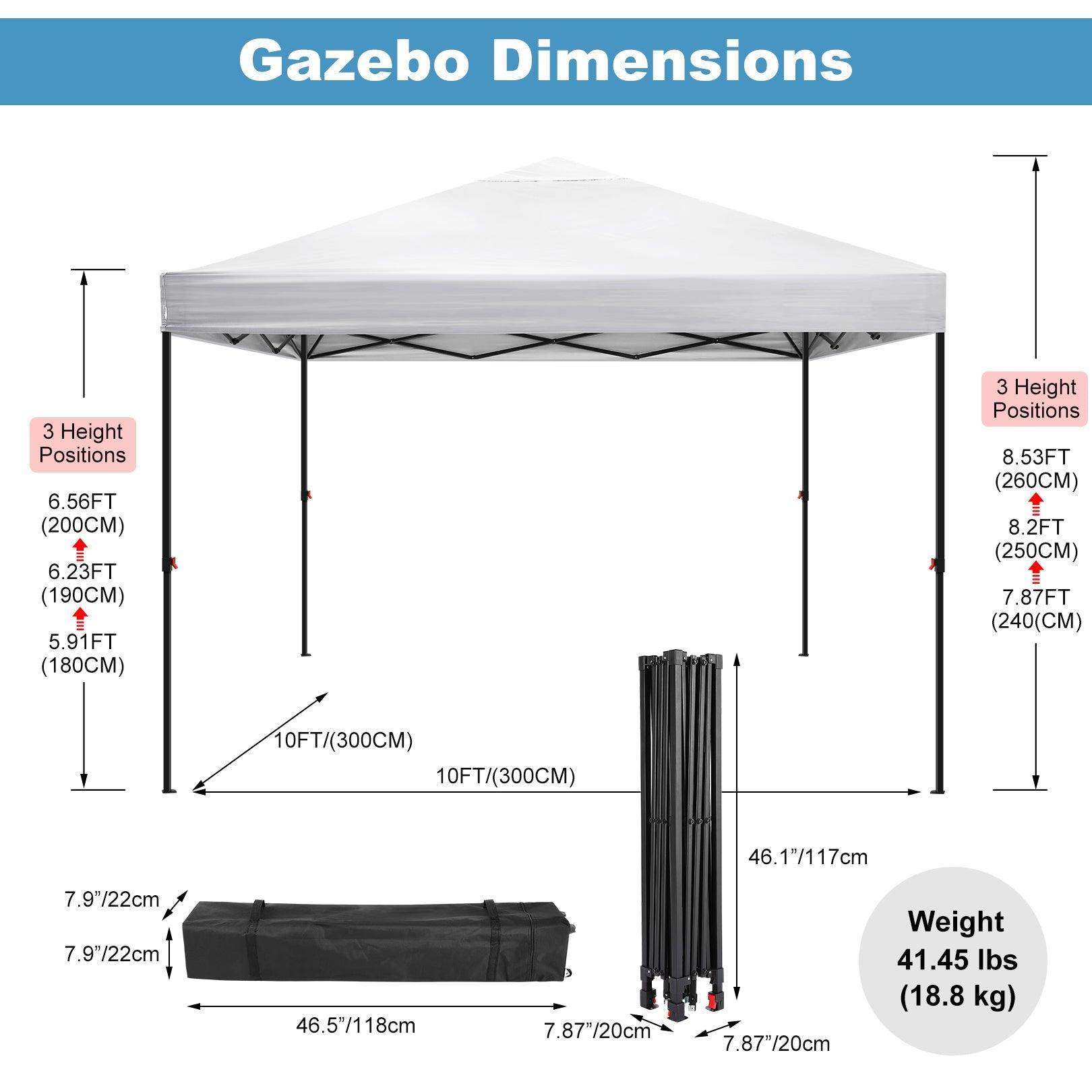 COBIZI Pop Up Canopy Gazebo Shade Party Tent 10'x10' with Carry Bag - COBIZI