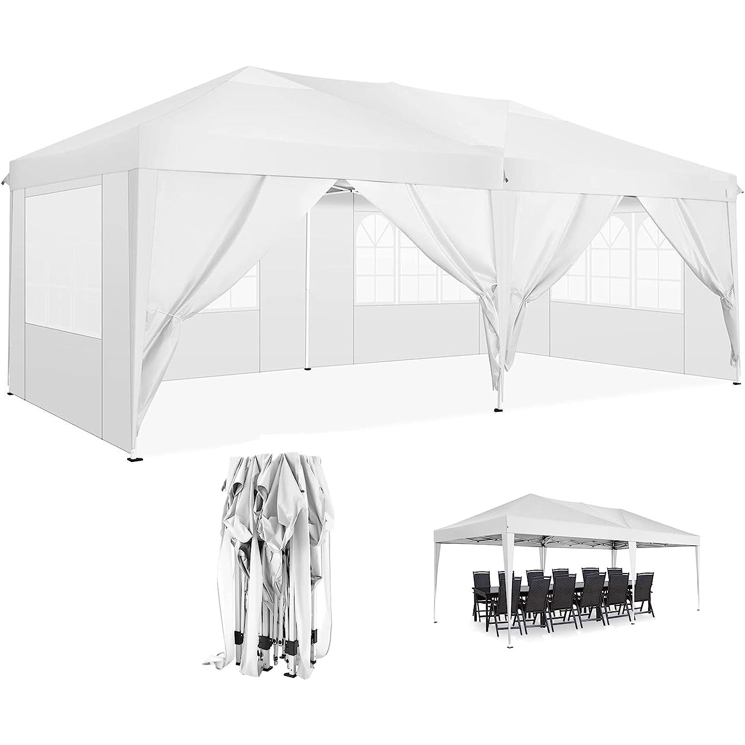 Cobizi Pop Up Canopy Large Party Tent Shelter 10'x20' with 6 Sidewalls