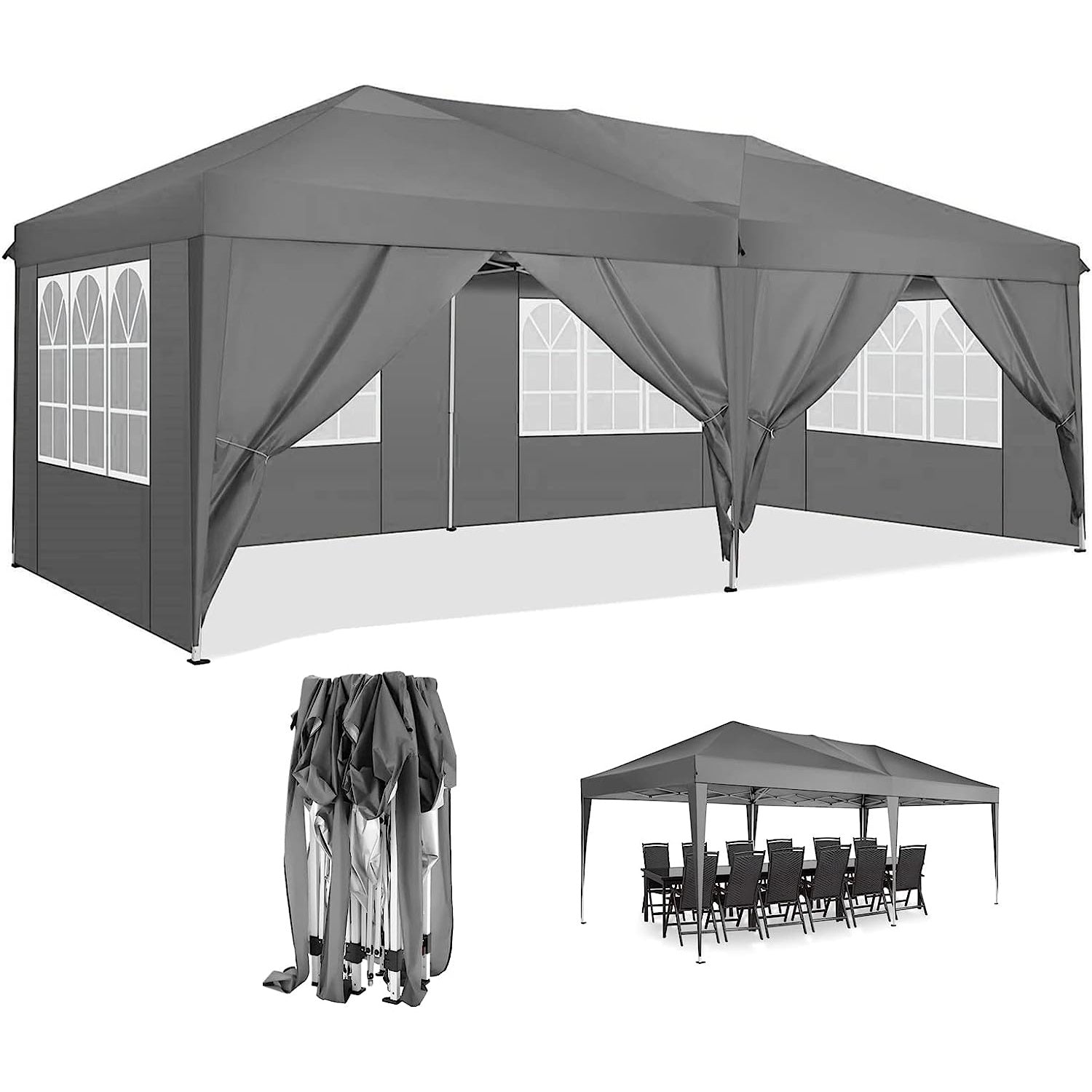 Cobizi Pop Up Canopy Large Party Tent Shelter 10'x20' with 6 Sidewalls