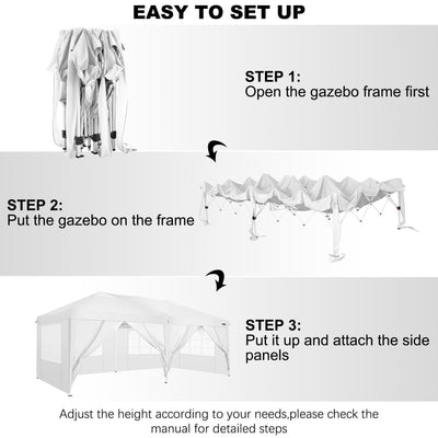 COBIZI Pop Up Canopy Large Party Tent Shelter 10'x20' with 6 Sidewalls - COBIZI