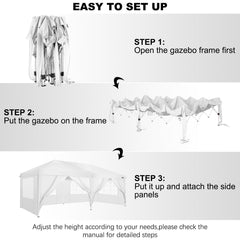 COBIZI Pop Up Canopy Large Party Tent Shelter 10'x20' with 6 Sidewalls - COBIZI