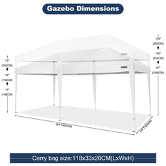 COBIZI Pop Up Canopy Large Party Tent Shelter 10'x20' with 6 Sidewalls - COBIZI