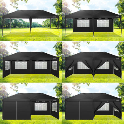 COBIZI Pop Up Canopy Large Party Tent Shelter 10'x20' with 6 Sidewalls - COBIZI