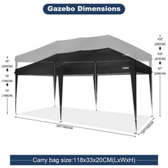 COBIZI Pop Up Canopy Large Party Tent Shelter 10'x20' with 6 Sidewalls - COBIZI