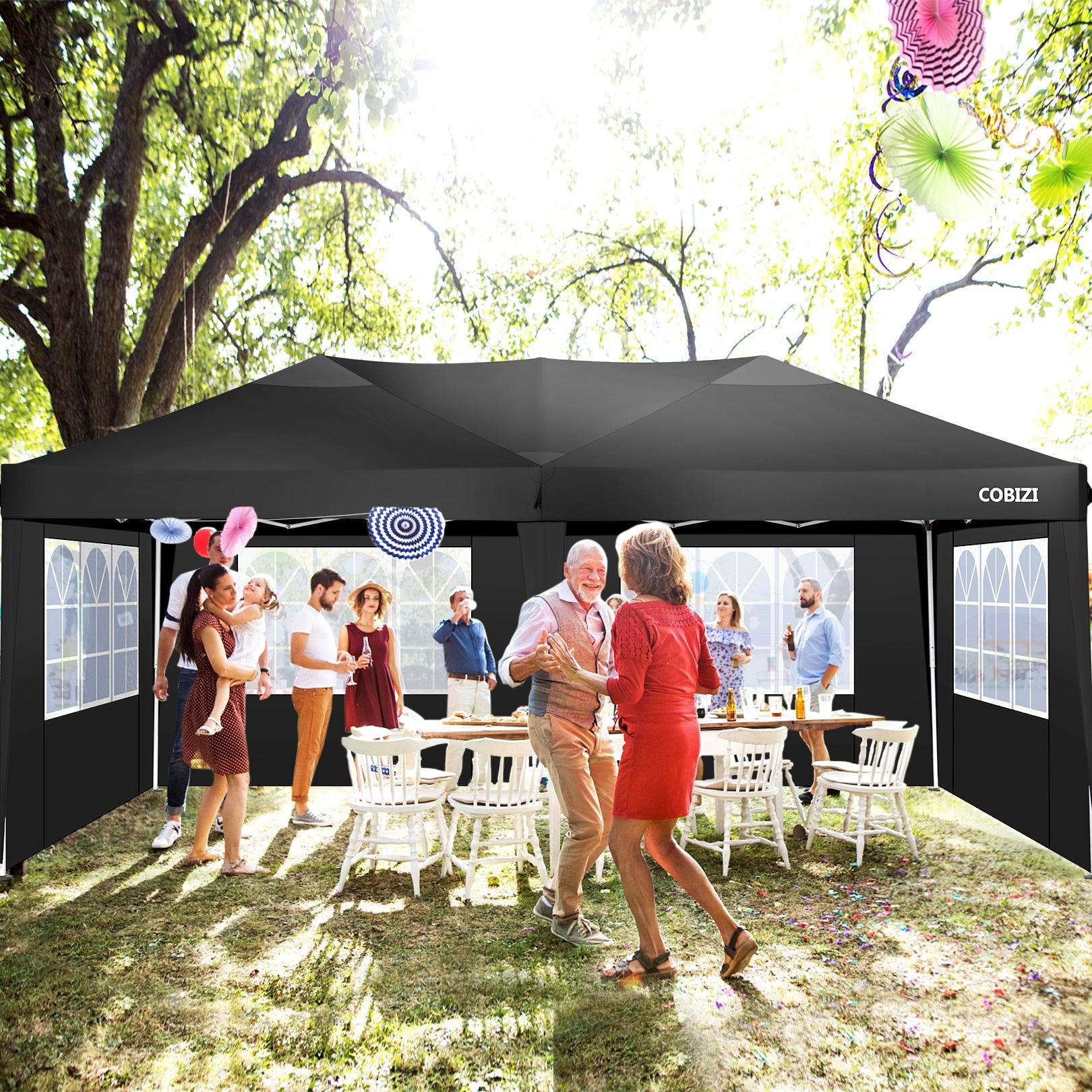 COBIZI Pop Up Canopy Large Party Tent Shelter 10'x20' with 6 Sidewalls - COBIZI