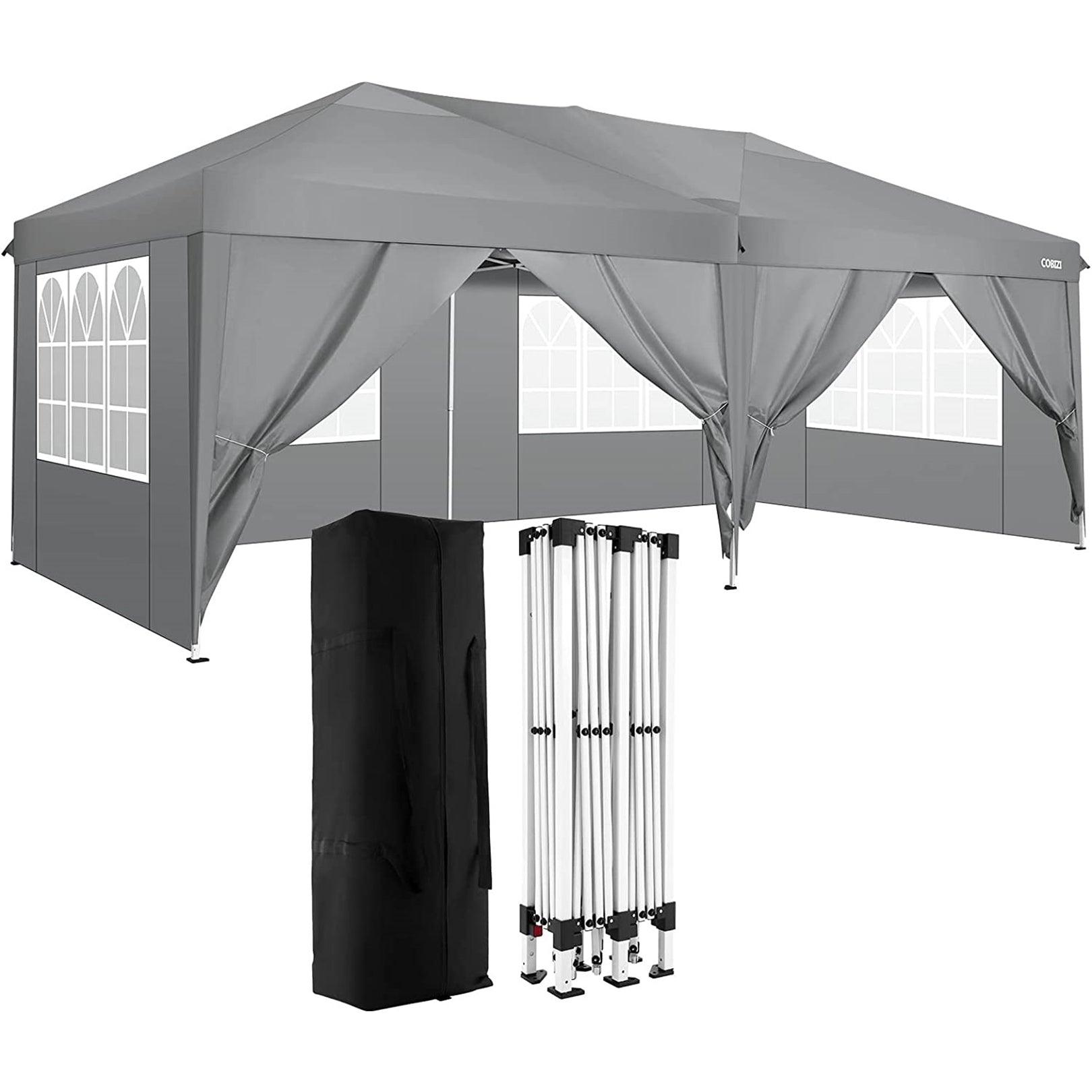 COBIZI Pop Up Canopy Large Party Tent Shelter 10'x20' with 6 Sidewalls - COBIZI
