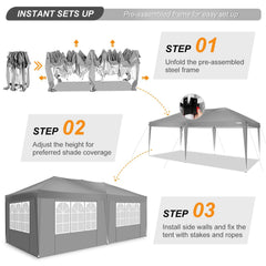 COBIZI Pop Up Canopy Large Party Tent Shelter 10'x20' with 6 Sidewalls - COBIZI