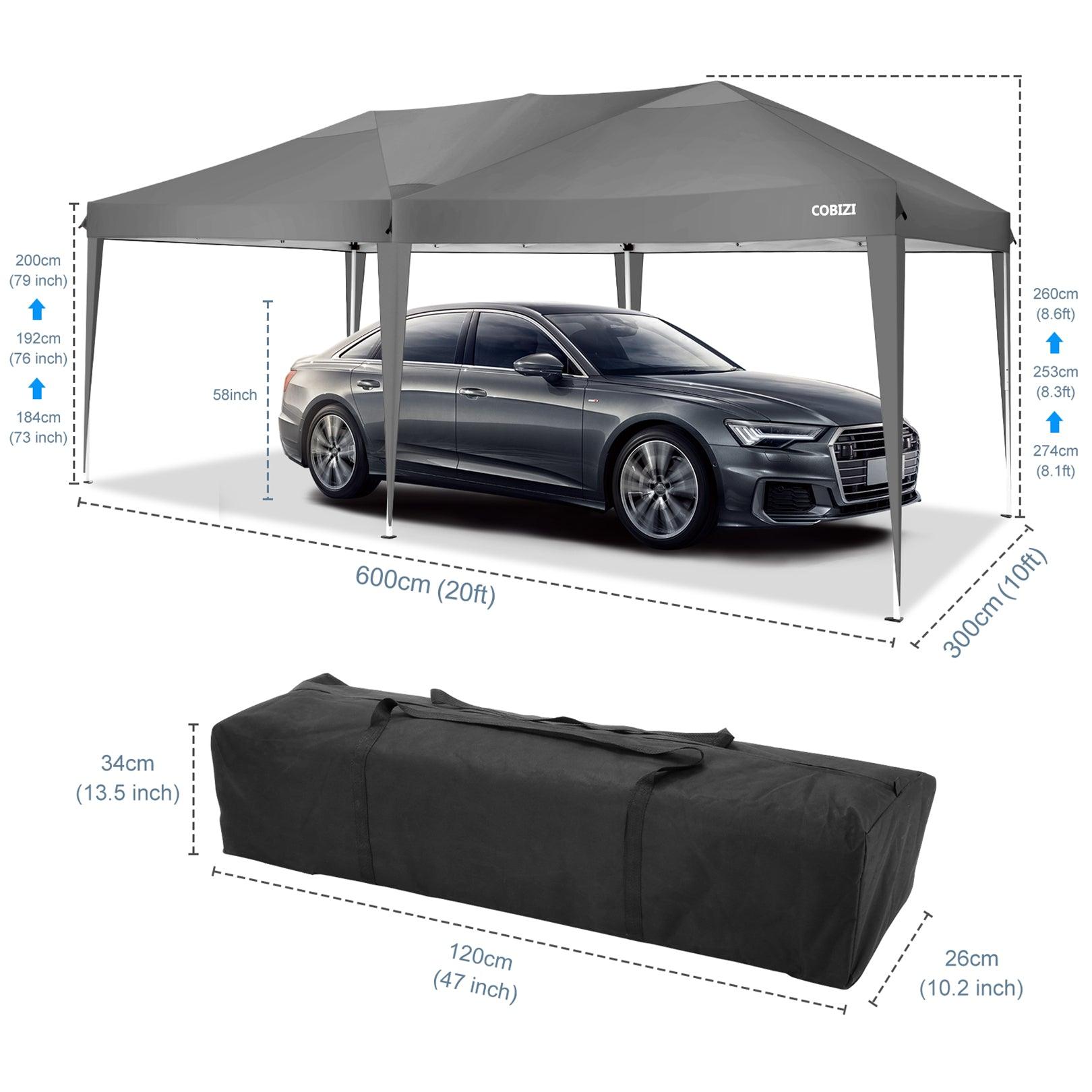 COBIZI Pop Up Canopy Large Party Tent Shelter 10'x20' with 6 Sidewalls - COBIZI