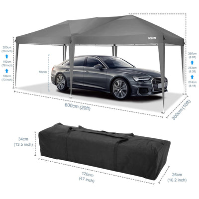 COBIZI Pop Up Canopy Large Party Tent Shelter 10'x20' with 6 Sidewalls - COBIZI