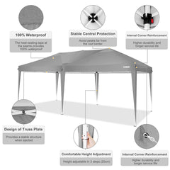 COBIZI Pop Up Canopy Large Party Tent Shelter 10'x20' with 6 Sidewalls - COBIZI