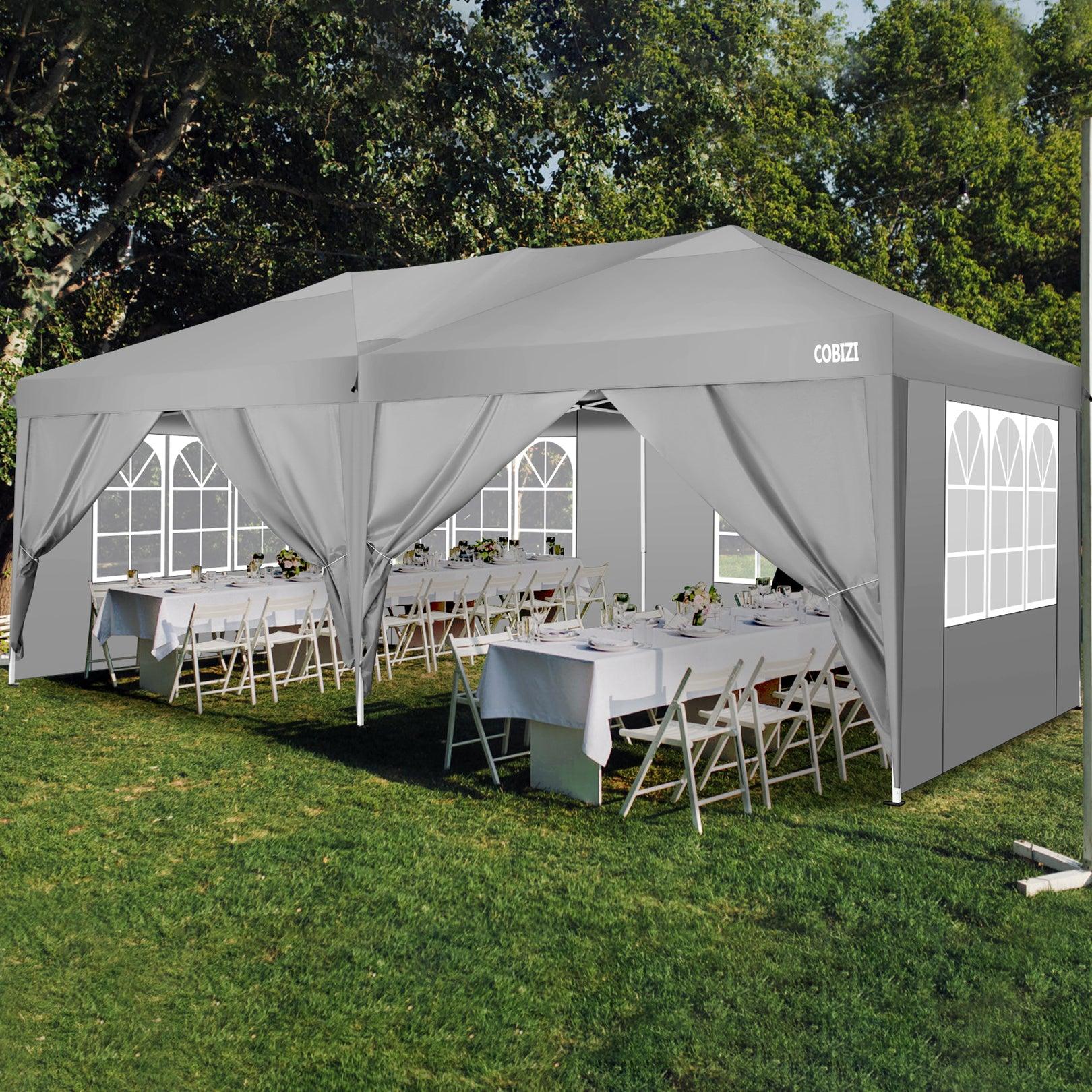 COBIZI Pop Up Canopy Large Party Tent Shelter 10'x20' with 6 Sidewalls - COBIZI