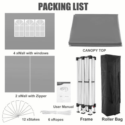COBIZI Pop Up Canopy Large Party Tent Shelter 10'x20' with 6 Sidewalls - COBIZI
