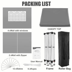 COBIZI Pop Up Canopy Large Party Tent Shelter 10'x20' with 6 Sidewalls - COBIZI