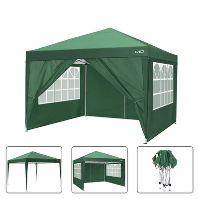 COBIZI Pop Up Canopy Shade Waterproof Tent 10'x10' with 4 Sidewalls - COBIZI