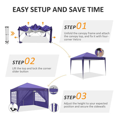 COBIZI Pop Up Canopy Shade Waterproof Tent 10'x10' with 4 Sidewalls - COBIZI