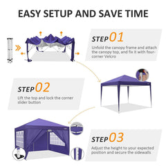 COBIZI Pop Up Canopy Shade Waterproof Tent 10'x10' with 4 Sidewalls - COBIZI