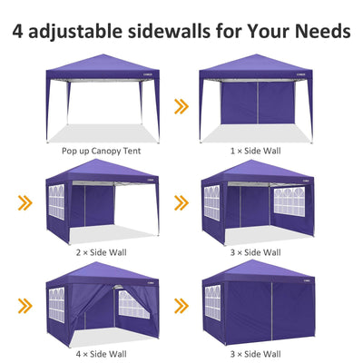 COBIZI Pop Up Canopy Shade Waterproof Tent 10'x10' with 4 Sidewalls - COBIZI
