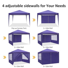 COBIZI Pop Up Canopy Shade Waterproof Tent 10'x10' with 4 Sidewalls - COBIZI