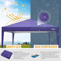 COBIZI Pop Up Canopy Shade Waterproof Tent 10'x10' with 4 Sidewalls - COBIZI