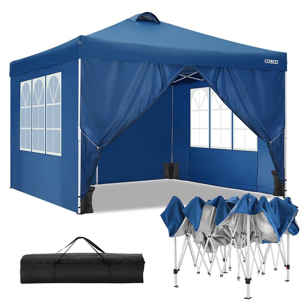 COBIZI Pop Up Canopy Shade Waterproof Tent 10'x10' With Sidewalls Vent - COBIZI