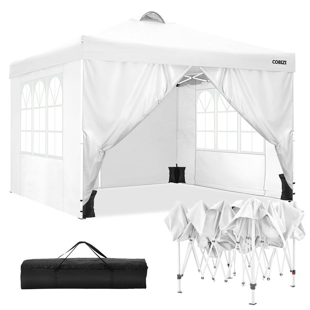 COBIZI Pop Up Canopy Shade Waterproof Tent 10'x10' With Sidewalls Vent - COBIZI
