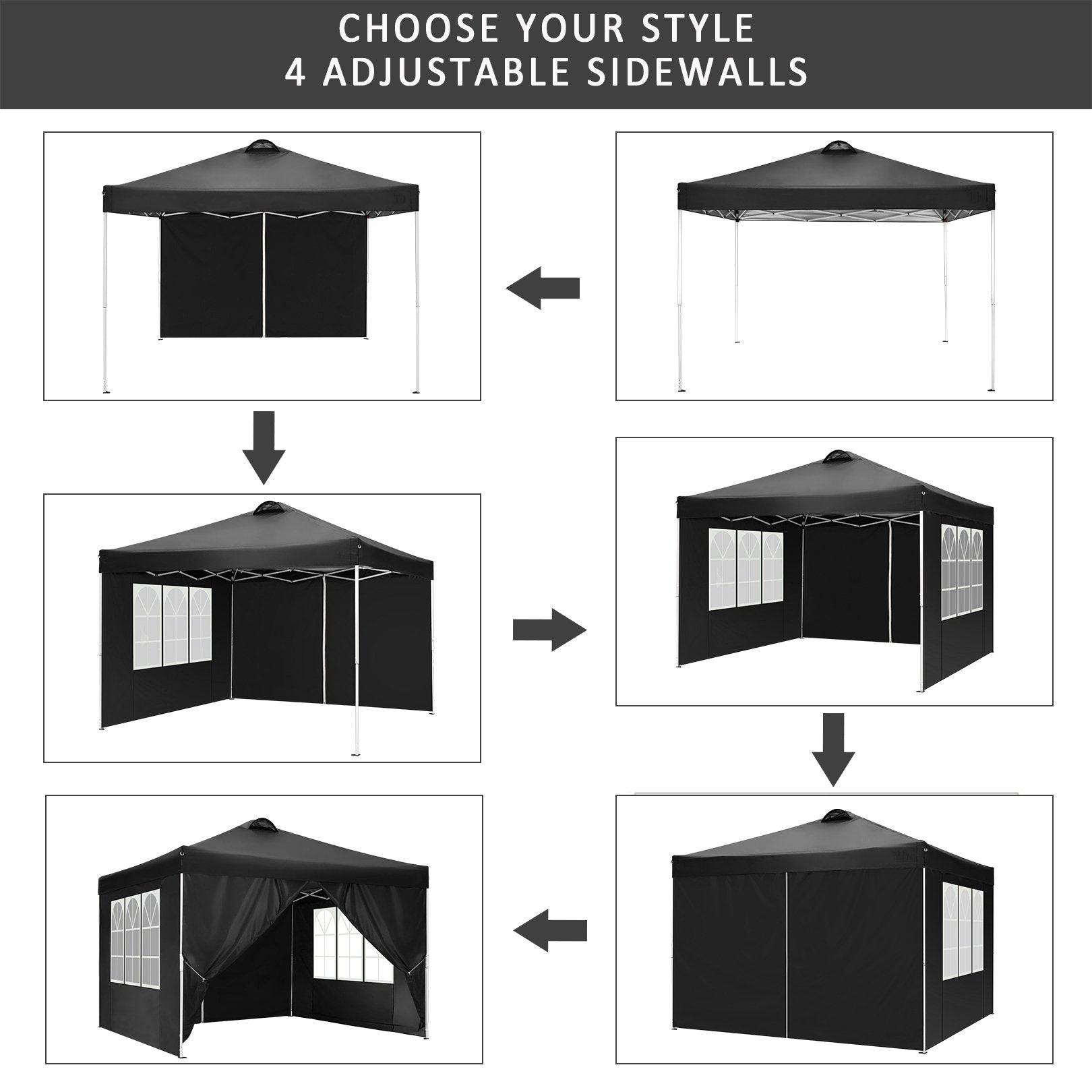 COBIZI Pop Up Canopy Shade Waterproof Tent 10'x10' With Sidewalls Vent - COBIZI