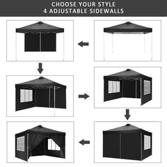 COBIZI Pop Up Canopy Shade Waterproof Tent 10'x10' With Sidewalls Vent - COBIZI