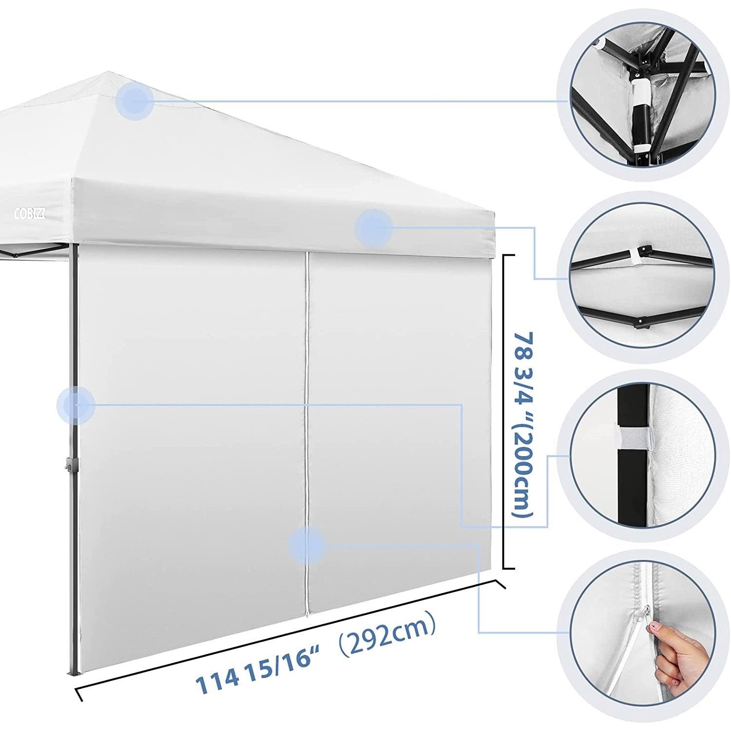 COBIZI Pop Up Canopy Sidewall Instant Canopy Wall 10'X10' with Zipper - COBIZI