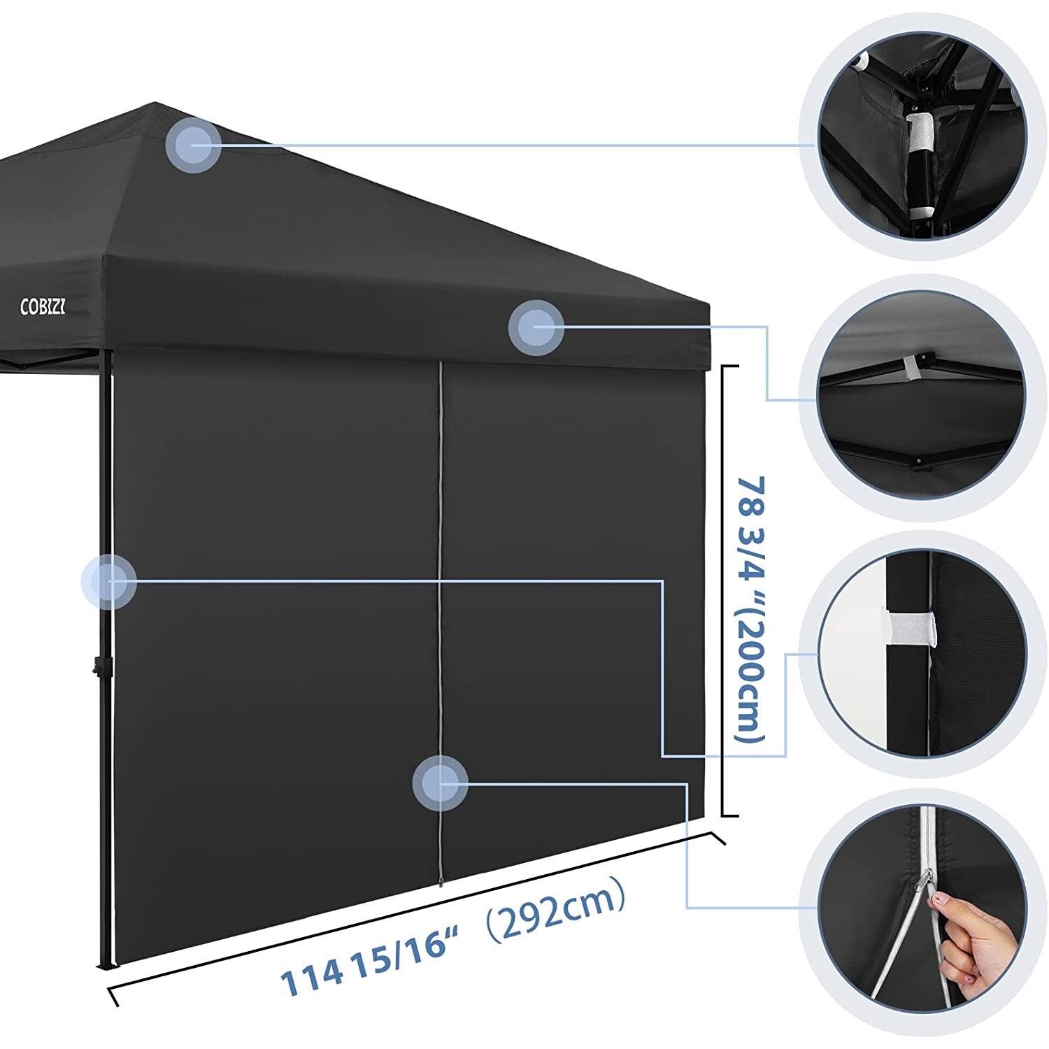 COBIZI Pop Up Canopy Sidewall Instant Canopy Wall 10'X10' with Zipper - COBIZI