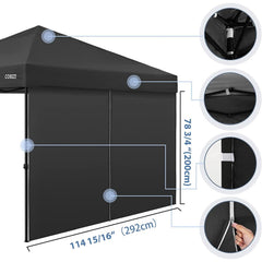 COBIZI Pop Up Canopy Sidewall Instant Canopy Wall 10'X10' with Zipper - COBIZI