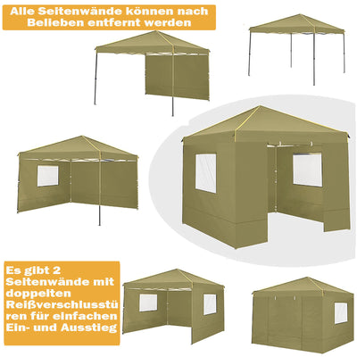 HOTEEL 10x10 Pop up Canopy Tent with 4 Removable Sidewalls,Waterproof Commercial Instant Gazebo,Outdoor Party Tents with Carry Bag