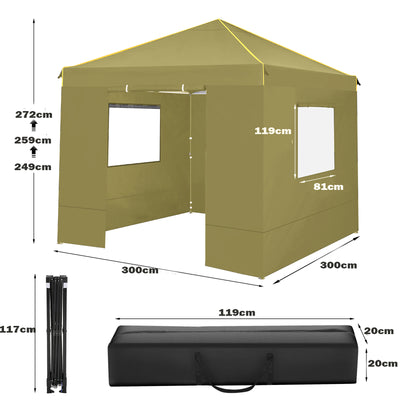 HOTEEL 10x10 Pop up Canopy Tent with 4 Removable Sidewalls,Waterproof Commercial Instant Gazebo,Outdoor Party Tents with Carry Bag