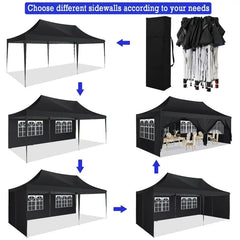 YUEBO 10'x20' Ez Pop Up Canopy Tent Commercial Instant Canopies with 6 Removable Side Walls Portable & Carrying Bag for Patio Picnic Carport Party Wedding, Blue Navy