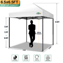 COBIZI 6.5x6.5 FT Pop up Canopy, Waterproof Commercial Canopy Tent,Outdoor Garden Gazebo, with Carry Bag