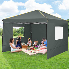 HOTEEL 10' x 10' Outdoor Canopy Party Tent EZ Pop up Canopy Portable Commercial Instant Canopy Shelter Tent Waterproof Gazebo with 4 Sidewalls & Carry Bag,Stakes & Ropes