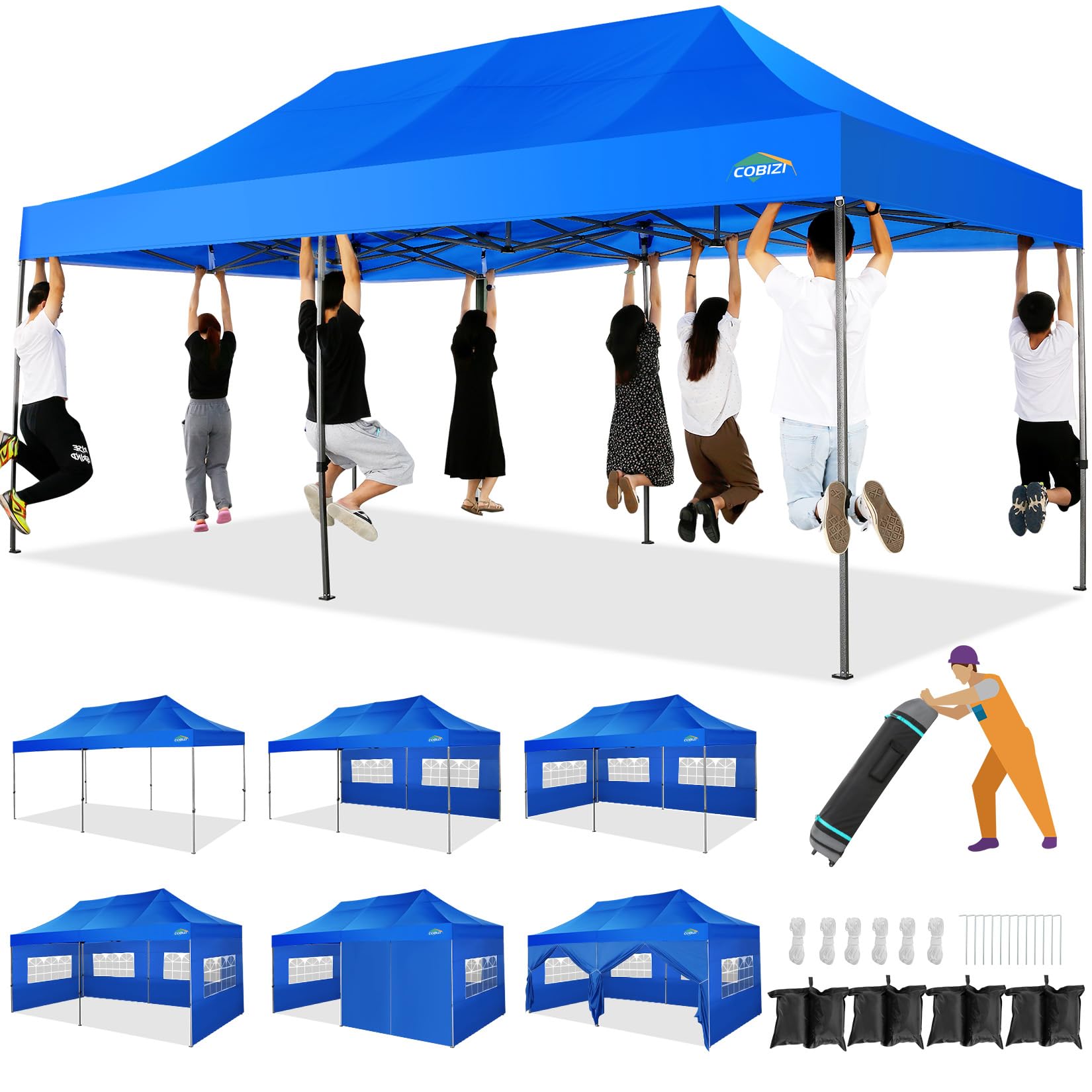 COBIZI 10'x20' Canopy Easy Pop Up Canopy Anti-UV Waterproof Outdoor Tent