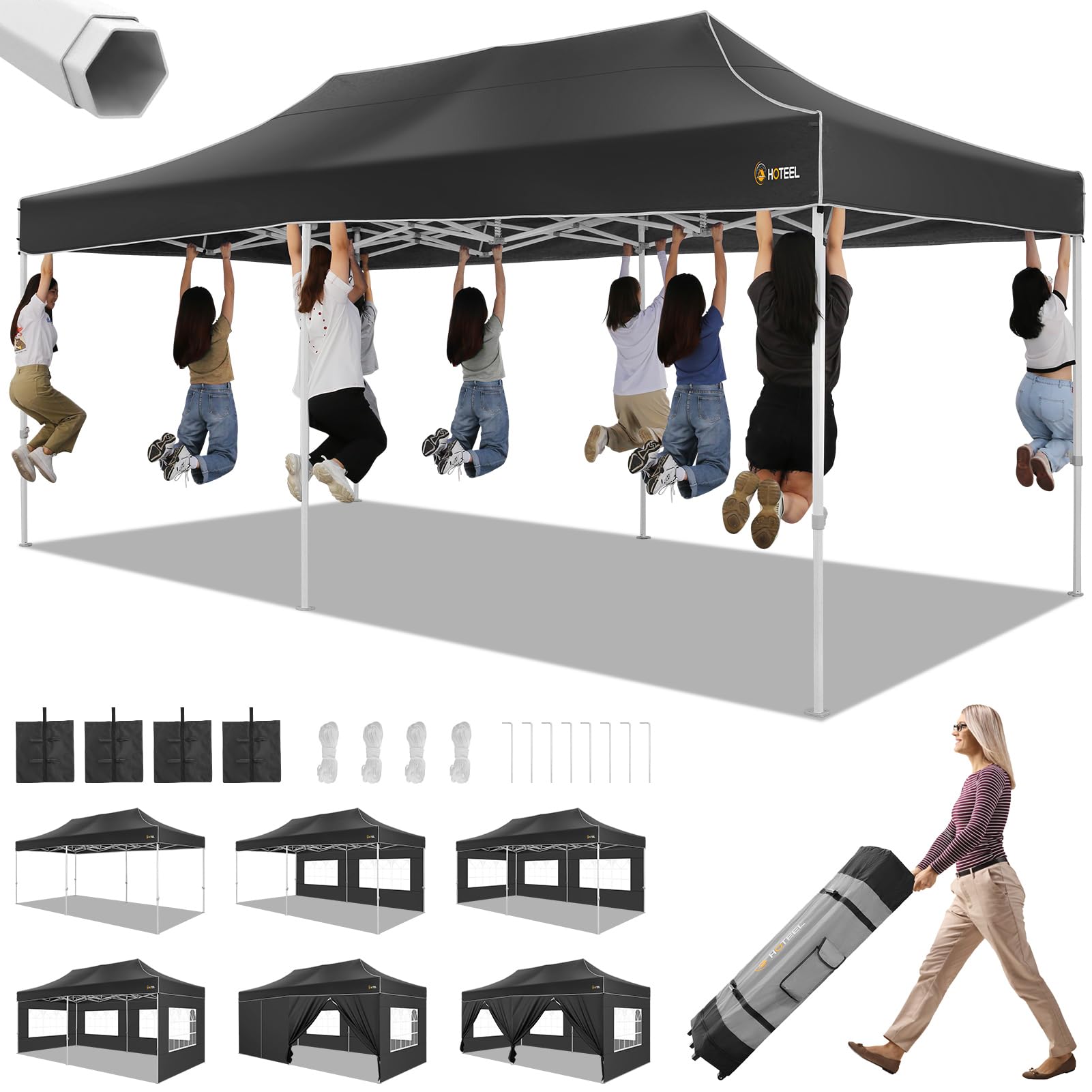 HOTEEL 10¡®x20¡¯ Pop up Canopy with 6 Removable Sidewalls Heavy Duty Party Tent Outdoor Event Gazebo Frame Thickened Commercial Canopy Tents