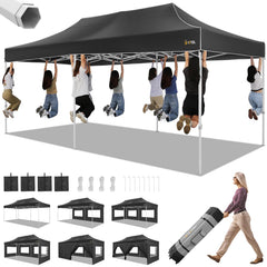 HOTEEL 10‘x20’ Pop up Canopy with 6 Removable Sidewalls Heavy Duty Party Tent Outdoor Event Gazebo Frame Thickened Commercial Canopy Tents